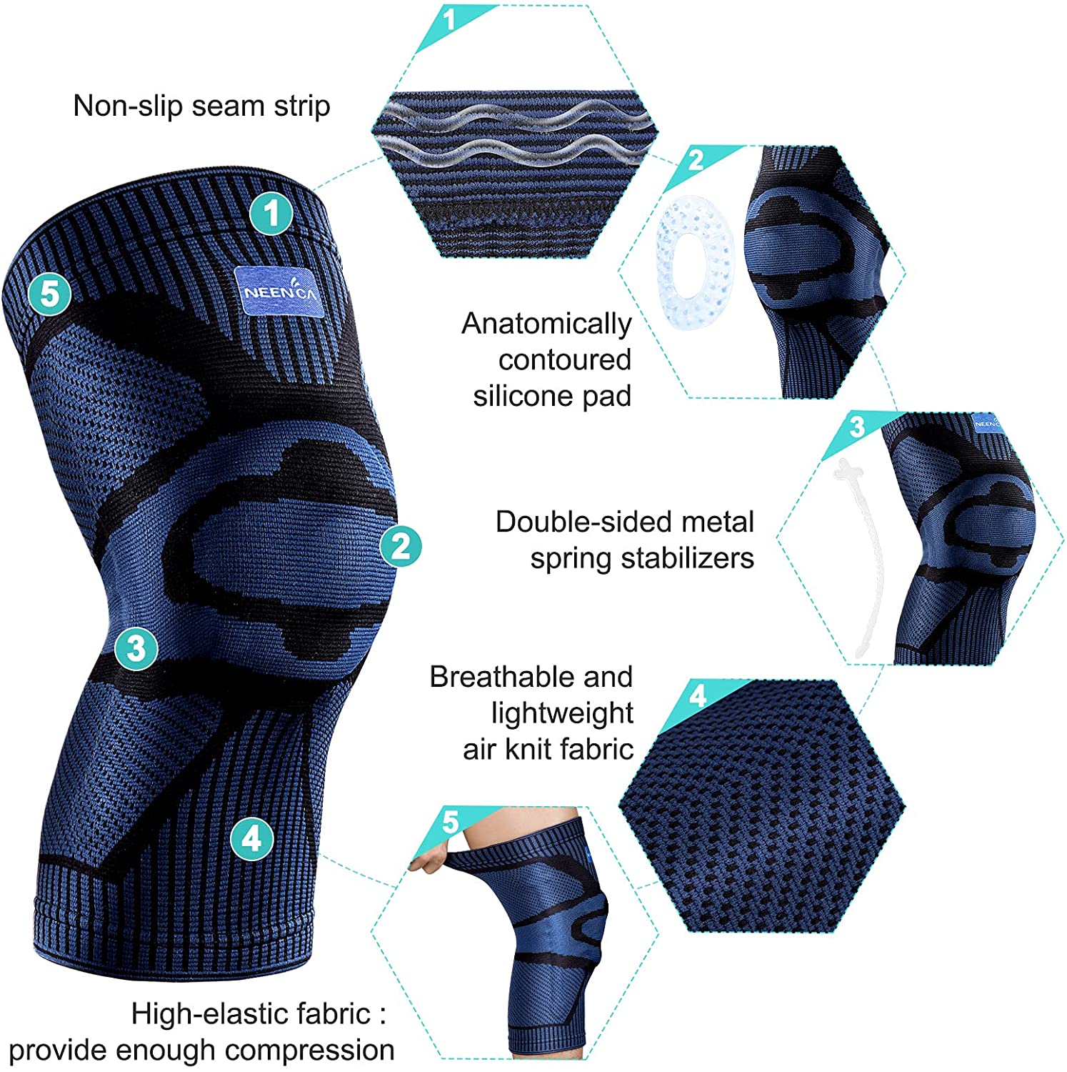 NEENCA Knee Brace Support with - Mountain Biking Knee Pads recension och pris